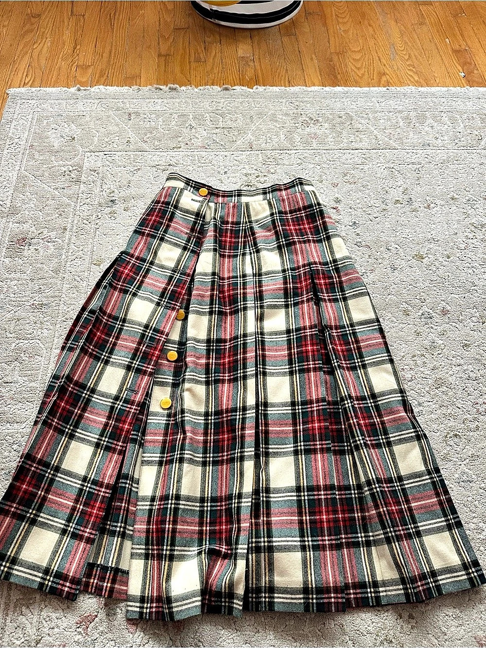 Central Industries Plaid A-Line Skirt in Red & Green
